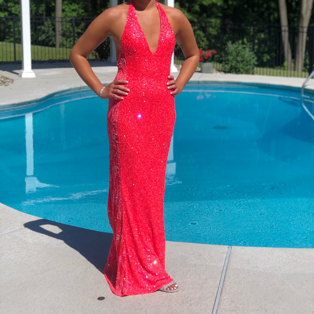 Scala Vibrant Sequin Backless Dress